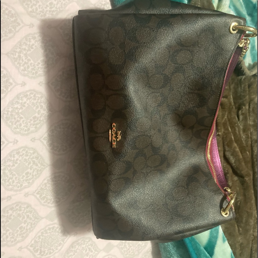 Coach brown and berry handbag